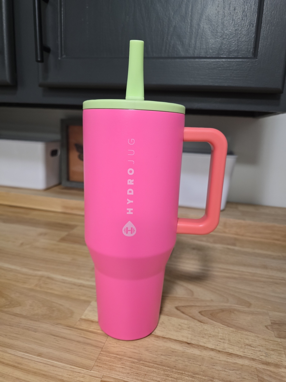 Hydrojug 40oz Pink & Lime Spill-Resistant Straw Tumbler